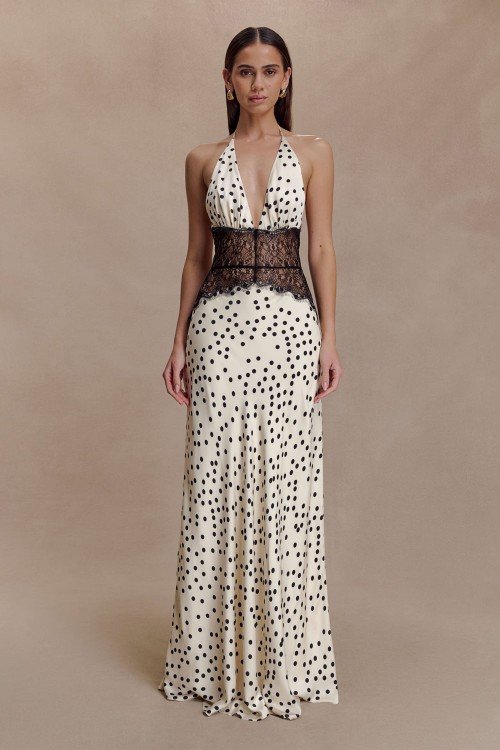 Макси рокля Elysia Polka Dot с дантела и отворен гръб Макси рокля Elysia Polka Dot с дантела и отворен гръб